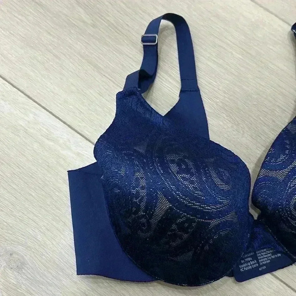 Soma Vanishing Back Blue Paisley Lace Full Coverage Underwire Bra Size 36 B - Picture 6 of 8